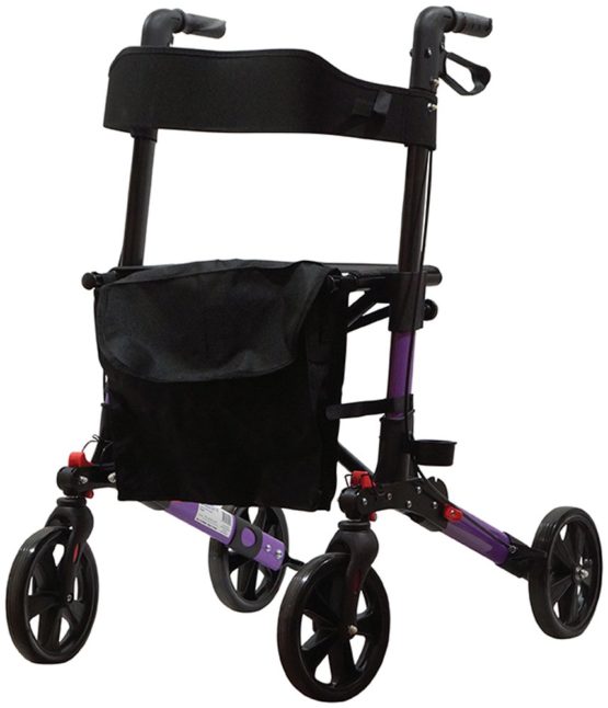 Aidapt Deluxe Fold Flat Rollator, Purple and Black