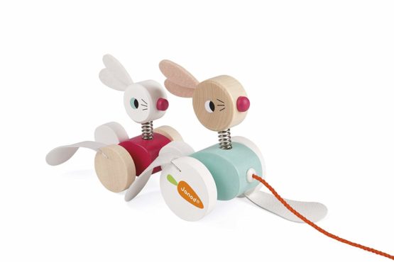 Janod J08207 Wooden Pull-Along Rabbit Family