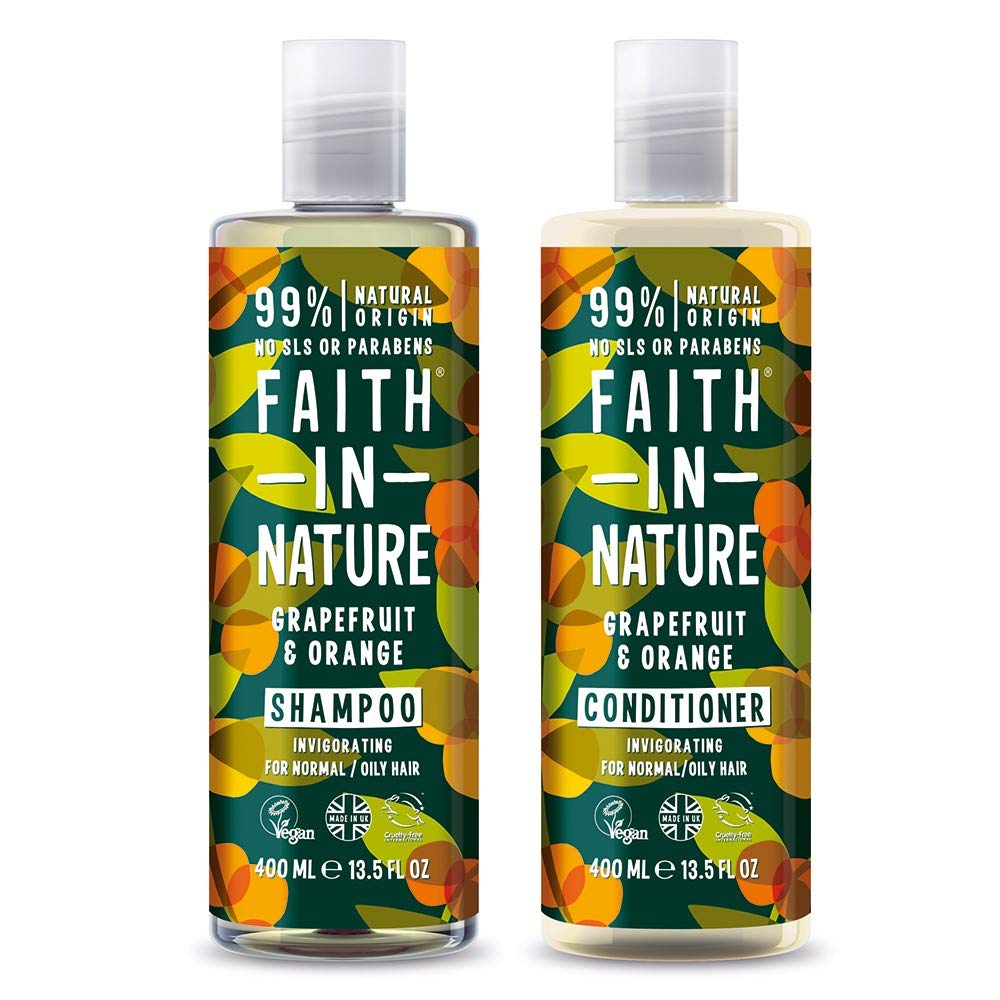 Faith In Nature Natural Grapefruit & Orange Shampoo and Conditioner Set, Invigorating, Vegan & Cruelty Free
