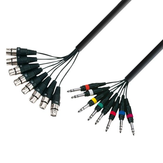 Adam Hall 3 Star Series 3m 8x XLR Female to 8x 6.3mm Jack Stereo Multicore Cable - Red