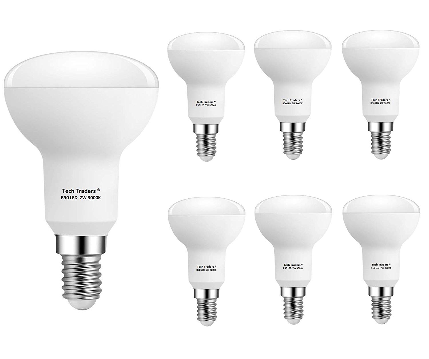 Reflector R50 E14 7W LED Bulbs Warm White, Warm White 7w(3000k), 6 Count (Pack of 1)