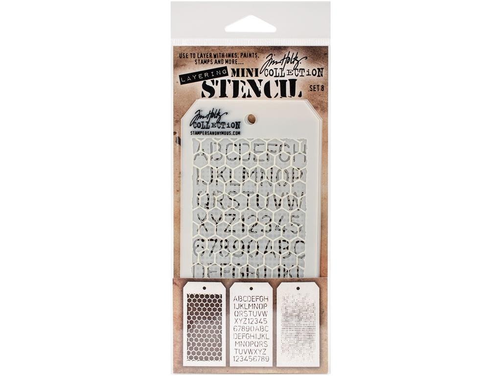 Stampers Anonymous Tim Holtz Mini Layered Stencil Set #8,Multicolor,8.61x21x0.2 cm