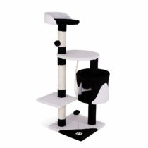 dibea Cat Tree Activity Centre Scratching Post, 112 cm, Black/White