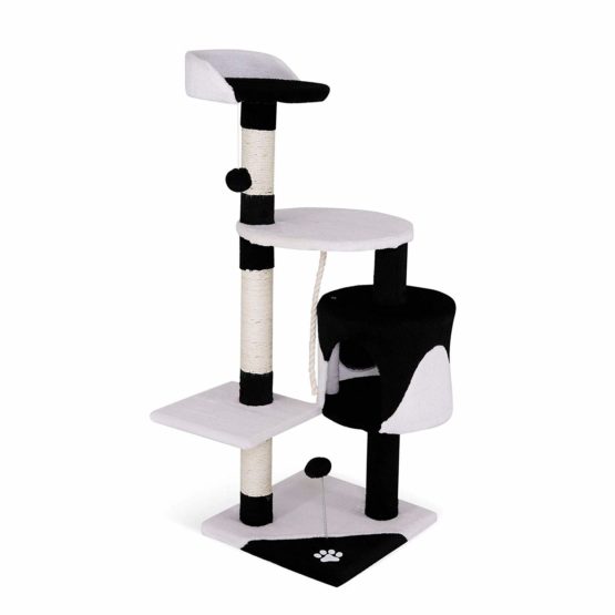 dibea Cat Tree Activity Centre Scratching Post, 112 cm, Black/White