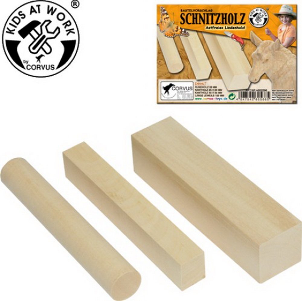 Corvus Carving Wood 3 Pieces, Wooden Color