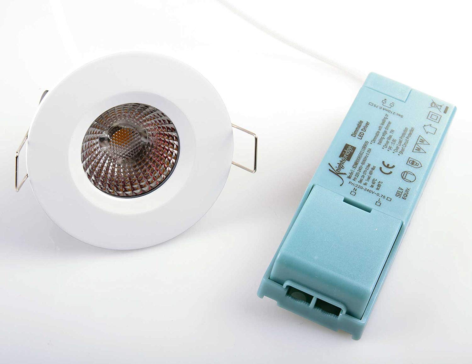 Knightsbridge VFAVRCOBWW IP65 7W LED 3000K Warm White Downlight comes with White Round Bezel - Image 2