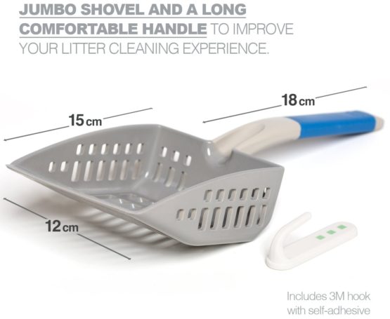 PetFusion Large Cat Litter Scoop - strong ABS plastic & flat lead edge to shovel UNDERNEATH for easier cleaning - Image 4
