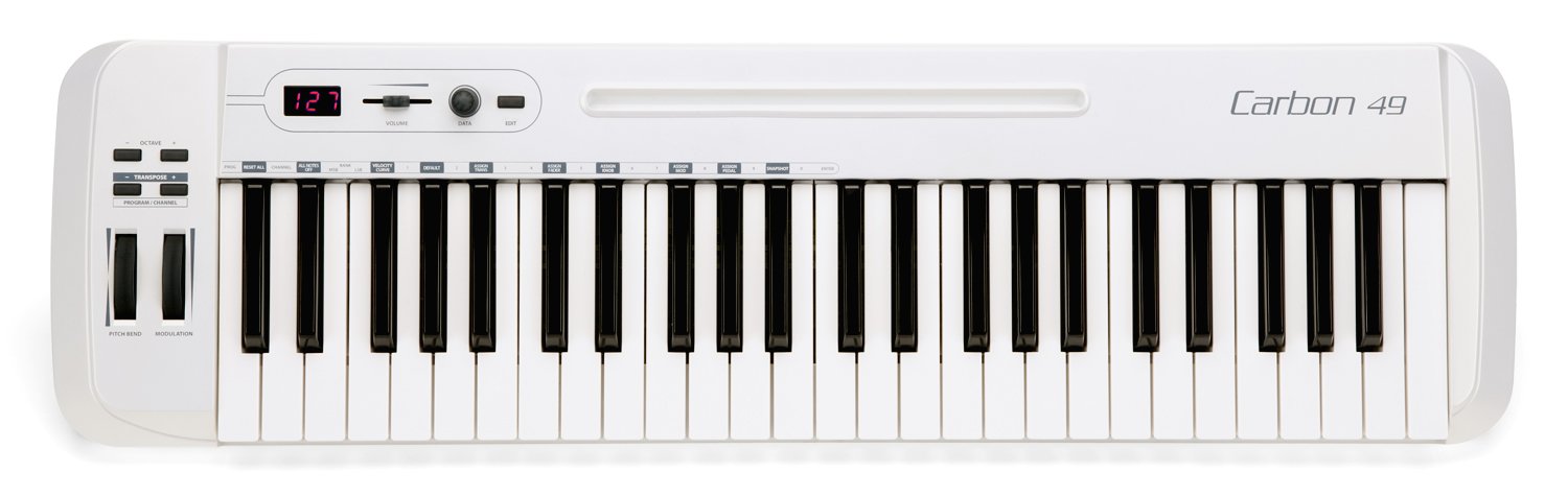 SAMSON SAKC49 Carbon 49 USB/MIDI Controller Keyboard, White, MIDI Only