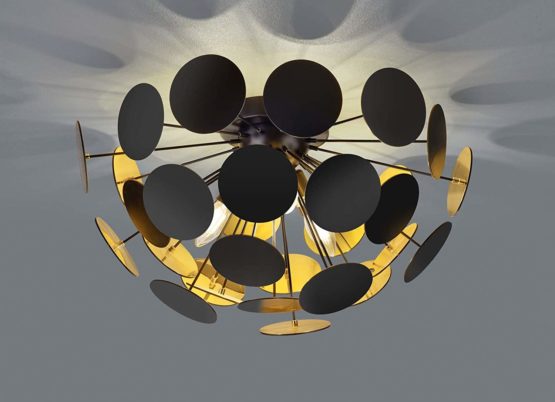 Lights, Metal Plastic, Schwarzmatt/Goldfarbig, 54 x 54 x 30 cm, E14 - Image 2
