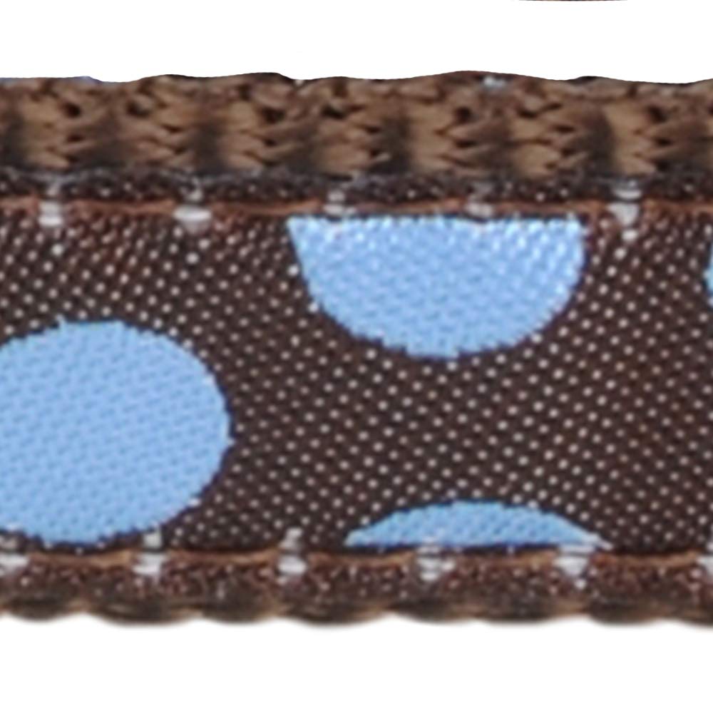 Red Dingo Bucklebone Dog Collar Design, Blue Spots on Brown, X-Small 12mm, XS - Image 3