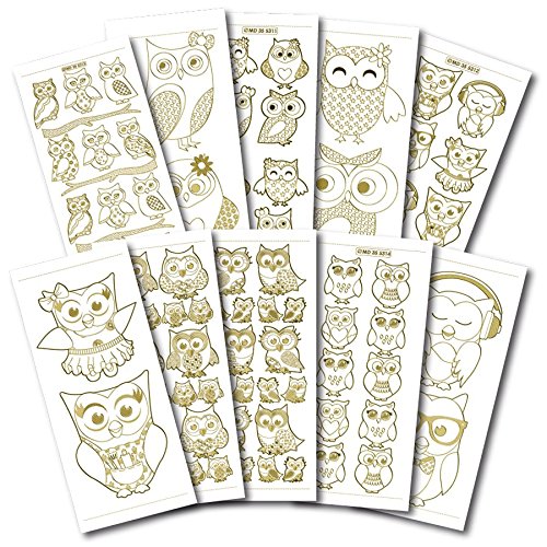 Creative Products CPD_3003 Craftstickers Owls, transparent/Gold Double Embossed, Stickers, 23 x 10 x 1 cm