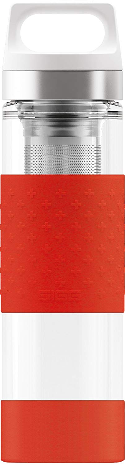 SIGG Hot and Cold Glass Wide Mouth Bottle, Red, 400 ml