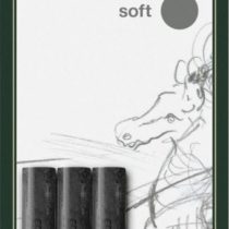 Faber-Castell Pack of 3 Compressed PITT Charcoal Sticks, Intensive Black, Soft