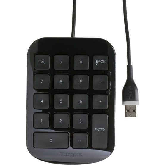 Targus USB Wire Numeric Keypad for Laptop Desktop Computer PC, Palm Size (AKP10EU)
