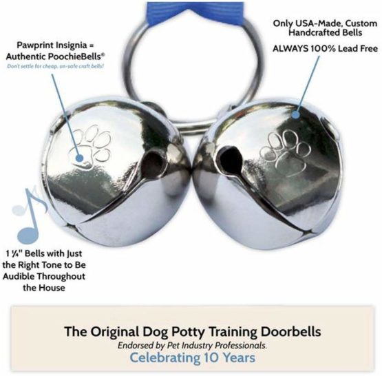 PoochieBells the Original & Trusted Housetraining & Potty Time Dog Doorbell for Loving Dog Families Since 2005. A clear, pleasant and easy way for your family to know when its potty time for your furry best friend. All PoochieBells are individually handcrafted in the USA. Midnight Black Design. - Image 2