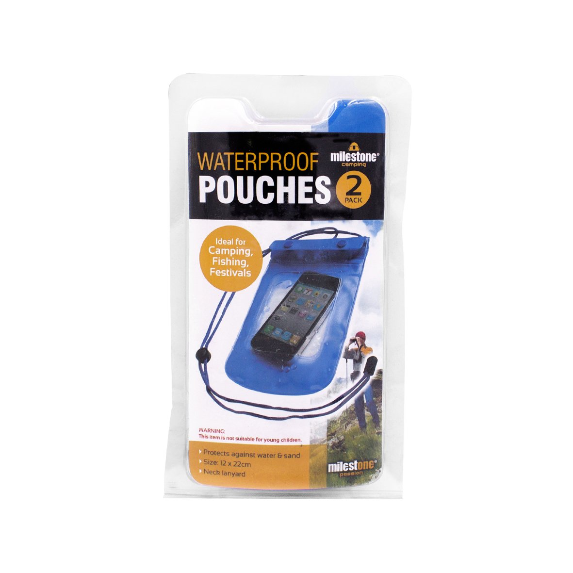 Milestone Camping 20660 Waterproof Phone Pouches / 2 Pack/Universal Mobile Phone Cases with Neck Lanyard/Water Resistant - Image 3