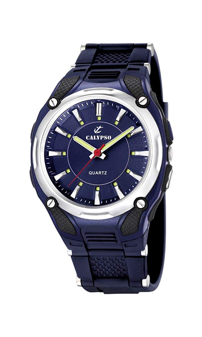 Calypso Men's Quartz Watch with Blue Dial Analogue Display and Blue Plastic Strap K5560/3, Blue/Blue