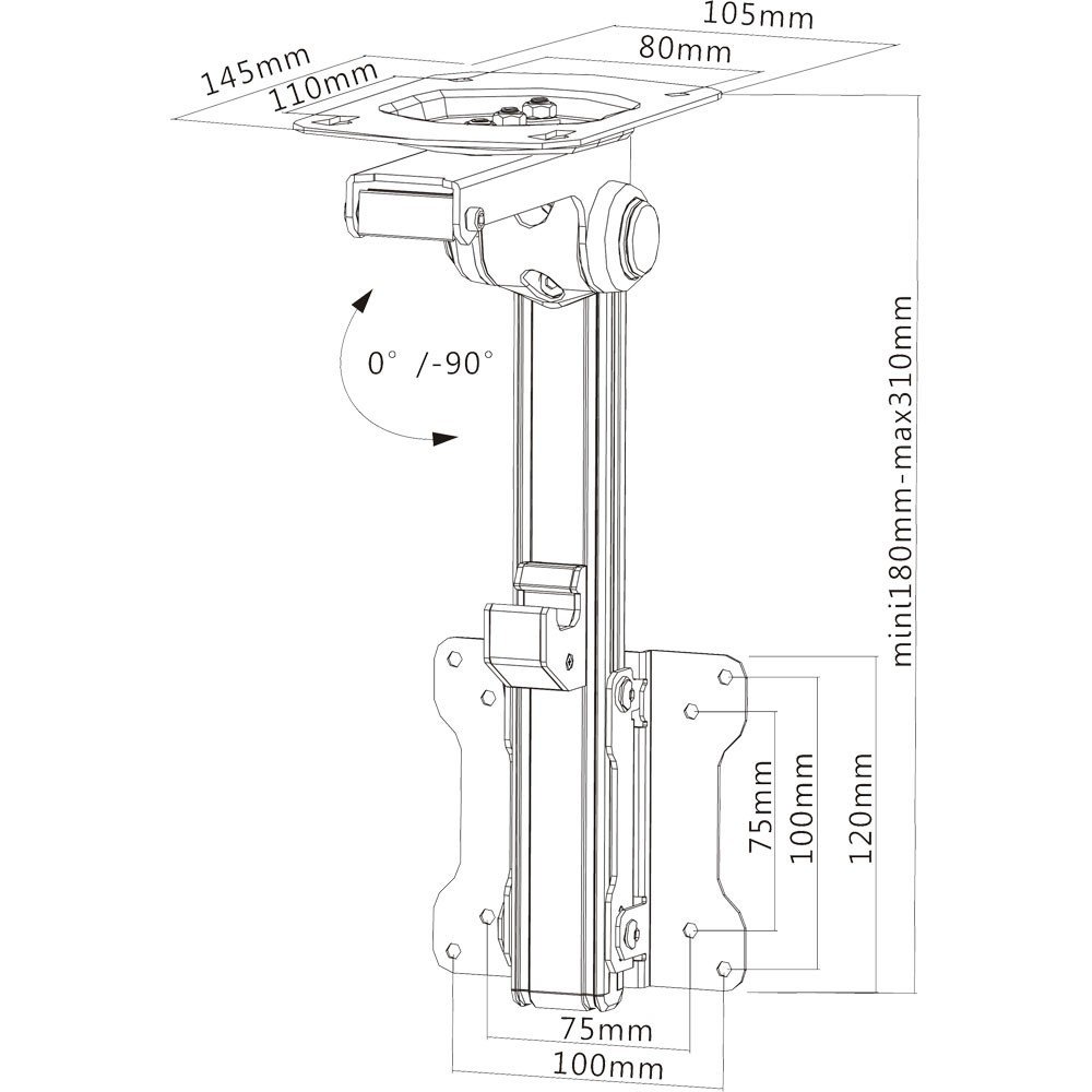 InLine® 23163 cabinet holder for monitors up to 68 cm (27 inches) and 20 kg, Black / Silver - Image 2