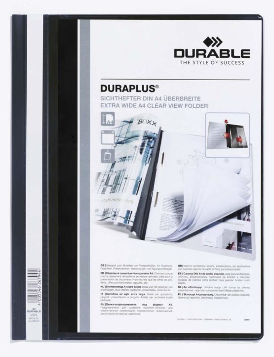 Durable Duraplus A4 Quotation PVC Folder with Clear Title Pocket - Assorted - Image 3