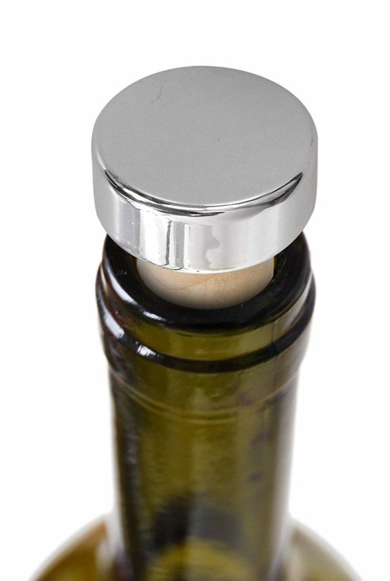 Fackelmann Wine Bottle Stopper Set, Cork, Silver, 7 x 3 x 3 cm - Image 3