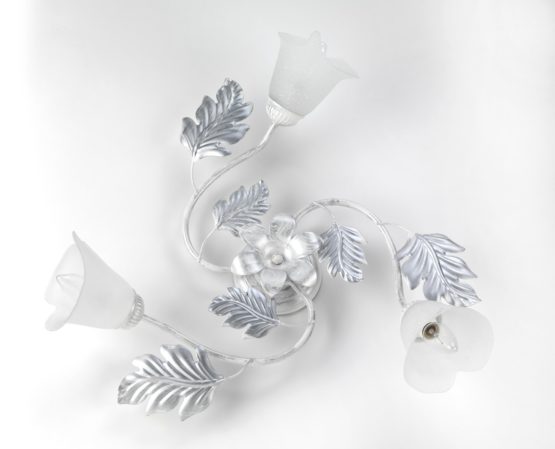 Onli Marilena Ceiling Light 3 Lights in Metal spennellato Arento, White Silver
