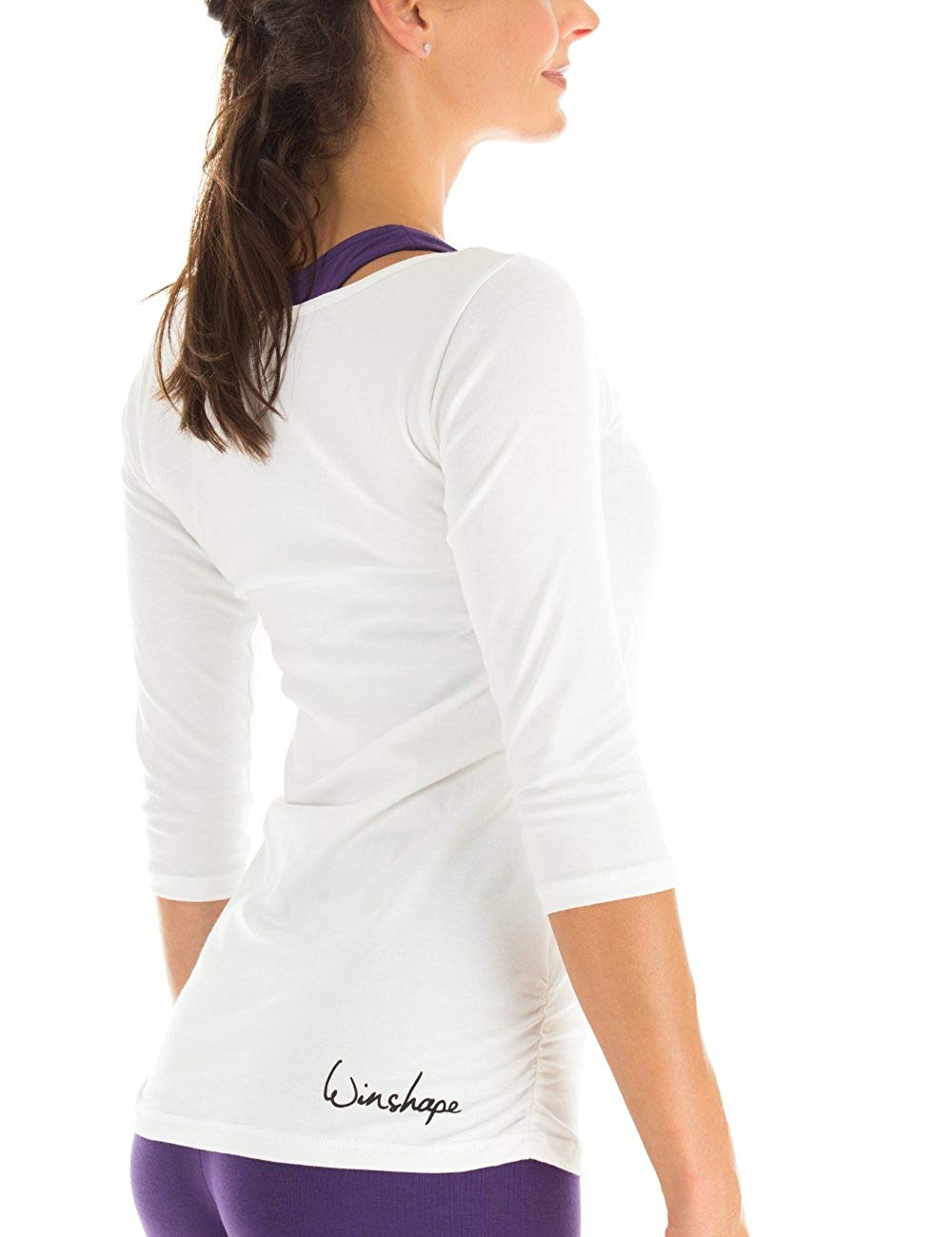 Winshape Women's Fitness Yoga Pilates 3/4-Sleeved Shirt WS4, Womens, Fitness Yoga Pilates Arm Shirt, White, Large - Image 2