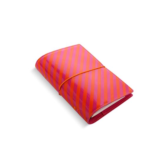 Filofax A5 Domino Patent Stripes Personal Organiser - Orange/Pink - Image 4