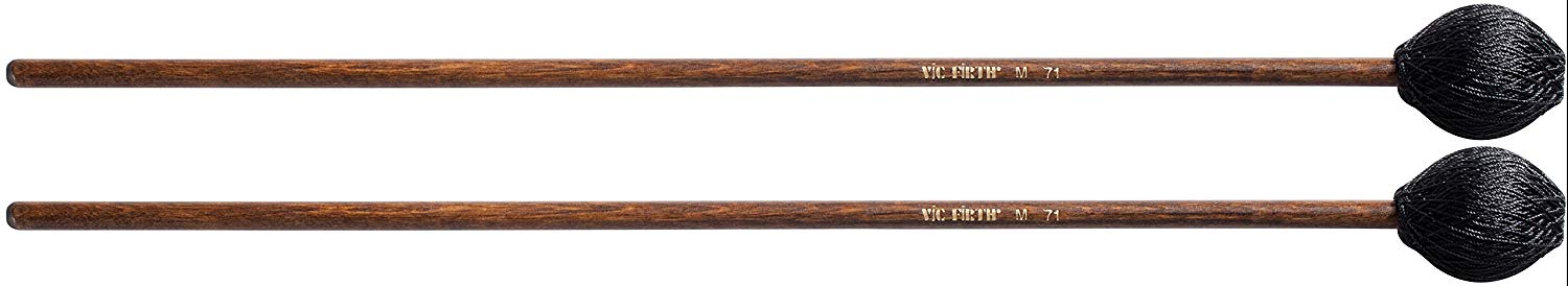 Vic FIrth - Corpsmaster® Series Marimba and Vibraphone Mallets - M71 - Cord - Hard Marimba, Black, Hard - Black Cord