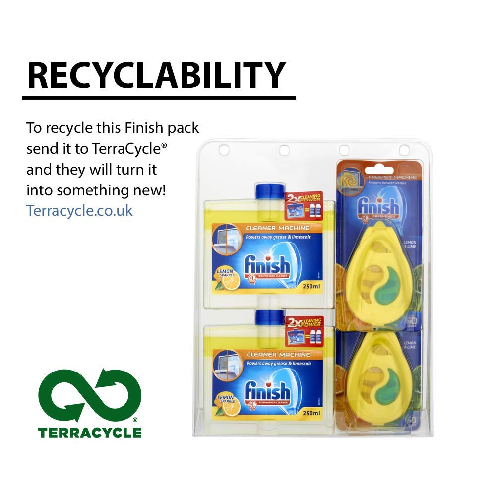 Finish Dishwasher Freshener and Cleaner Multipack, Lemon, 2 x Dishwasher Cleaners, 2 x