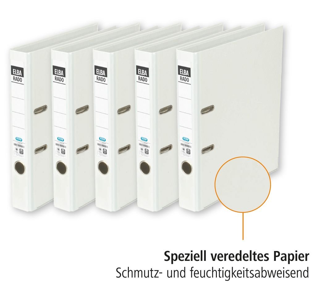 Elba Folder rado Brillant DIN A4, 5-Piece Pack, Quality Slot Folder File Narrow Weiß White - Image 2