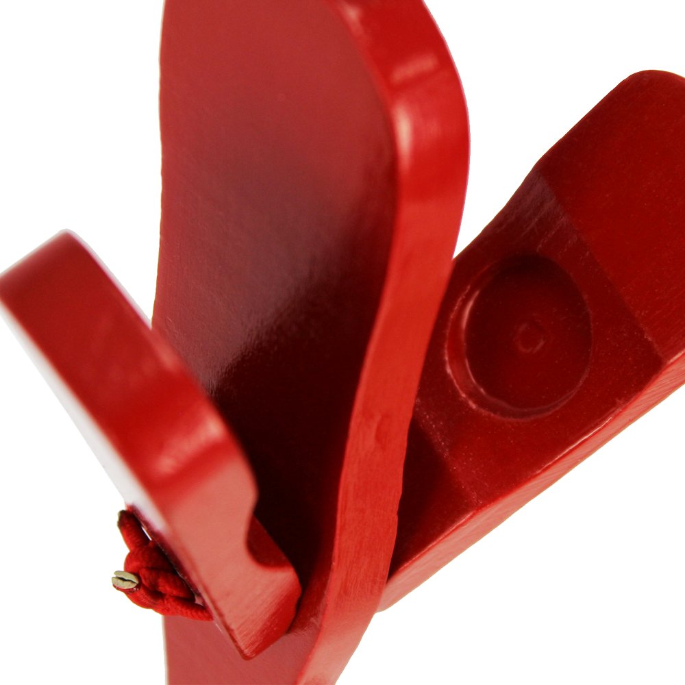 A-Star Wooden Traditional Hand Castanet Clapper in Red - Image 4