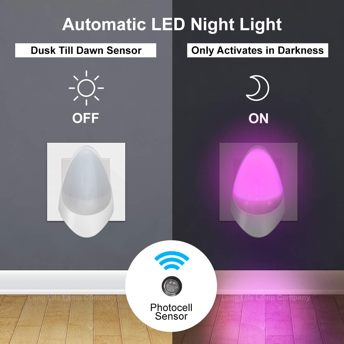 Pink Automatic LED Night Light Plug in & Energy Saving Dusk 2 Dawn LED Night Light Sensor, Pack of 1 - Image 2