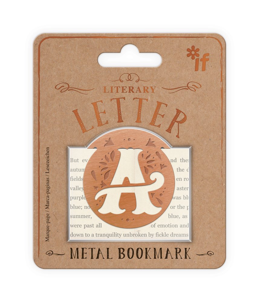 Literary Letters Metal Bookmark - Letter A, Brown - Image 3
