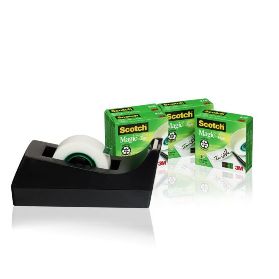 Scotch C60 Magic Tape Dispenser with Scotch Magic Tape 19mm x 33m (4 Rolls) - Black - Image 2
