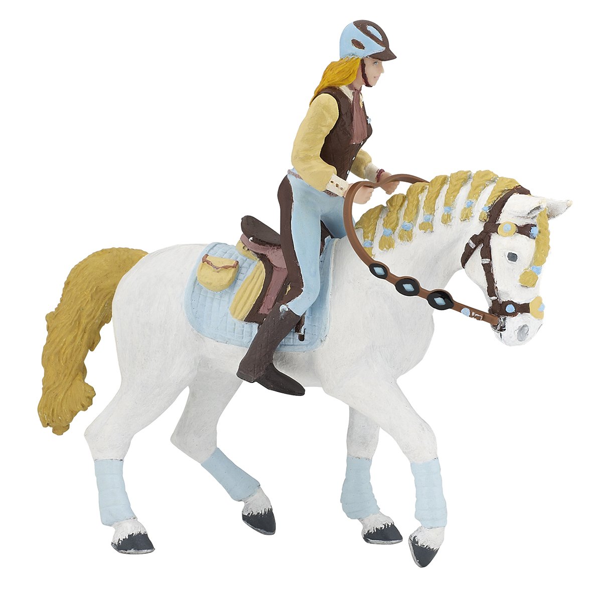 Papo 51545 Trendy Riding Women's Horse Blue Figure, Multi-coloured, oner size