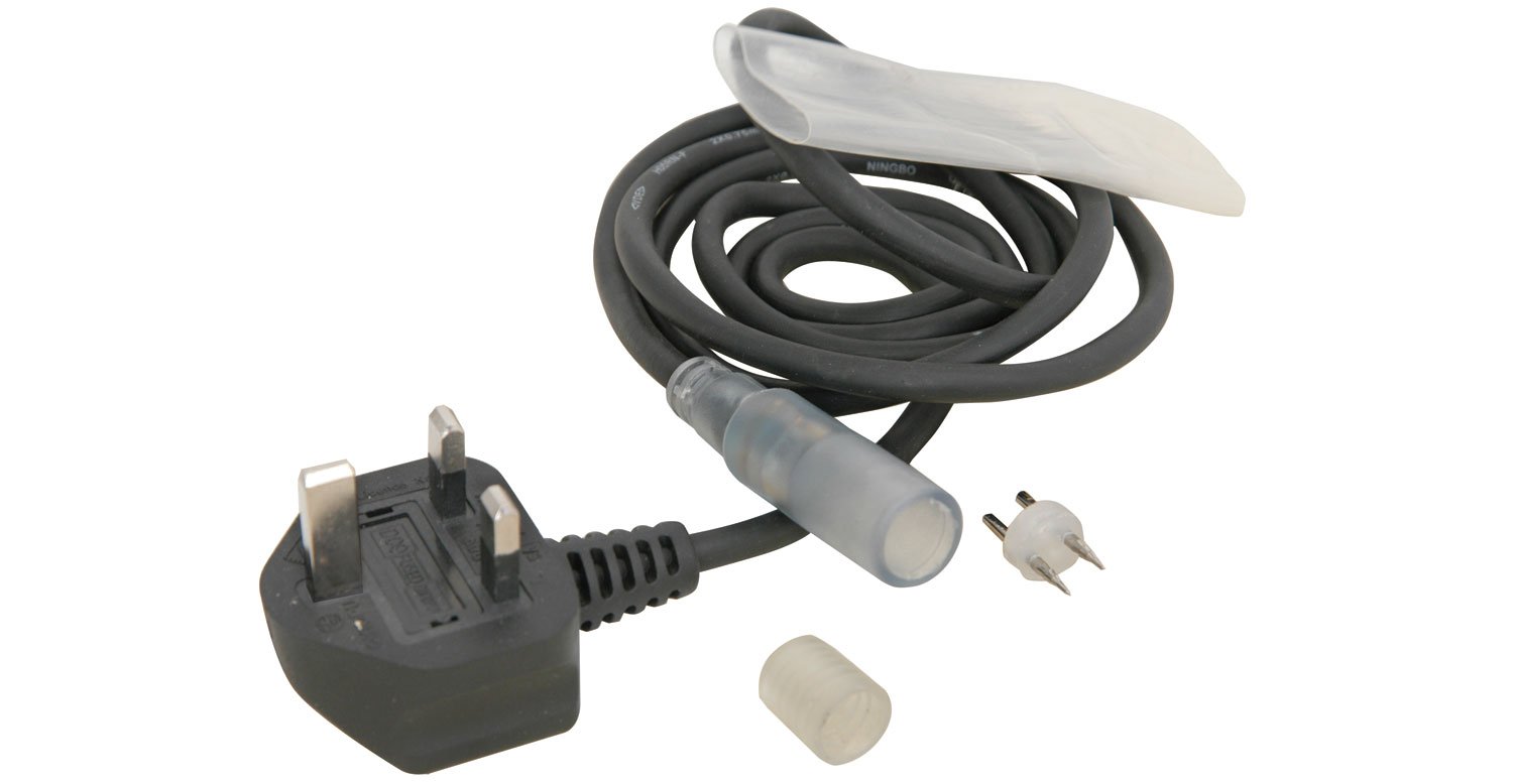 Rope Light Power Cable with Plastic Sleeve and End Cap, 2-pin Power Cable