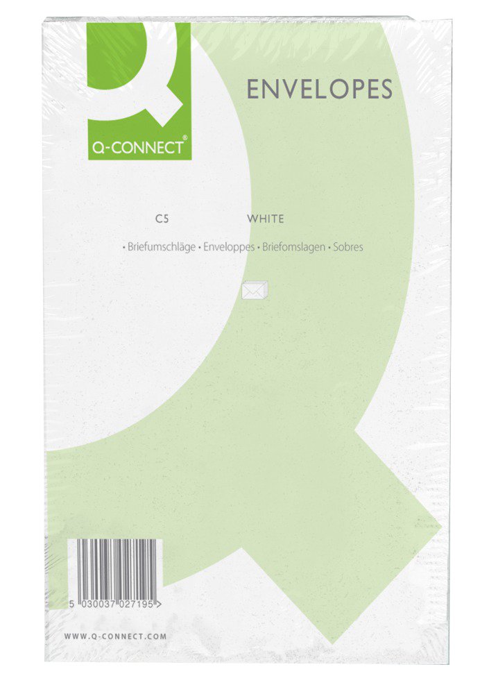 Q-Connect C5 Envelopes Pocket PS 100gsm White (Pack of 500) KF03289