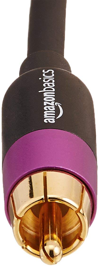 Amazon Basics 1 RCA Audio Cable for Subwoofer Amplifiers, Active Speakers with Gold-Plated Plugs, Black, 15.24 m - Image 2