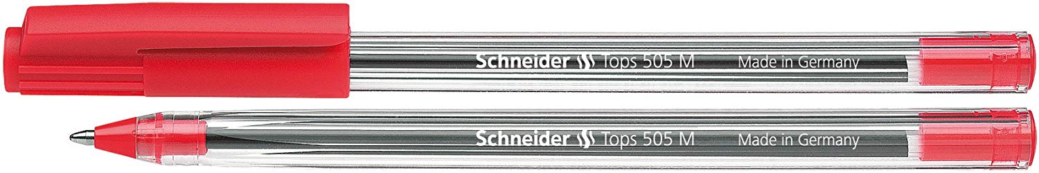 Schneider 150602 Ballpoint Pen Tops 505 M Red Pack of 50, 50 count (Pack of 1)