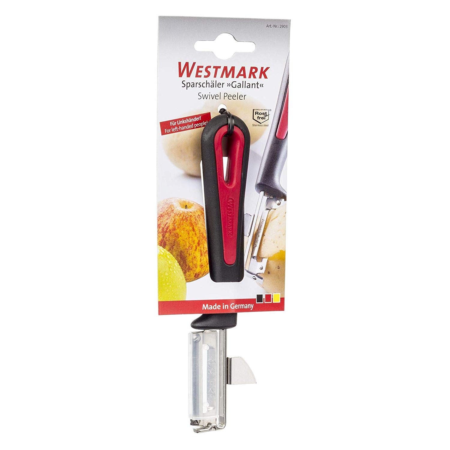 Westmark Universal Peeler, Left-handed, Gallant, With screwed-on stainless steel blade, Colour: Black/Red, 290322E1 - Image 4