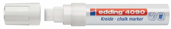 edding 4090 Chalk Marker - White - 1 Chalk Pen - Chisel Tip 4-15 mm - Broad-Tipped Wet Wipe Pen for Chalkboards, Windows, Glass, Mirrors - Liquid Chalk Marker Pens for Opaque Coverage - Image 2