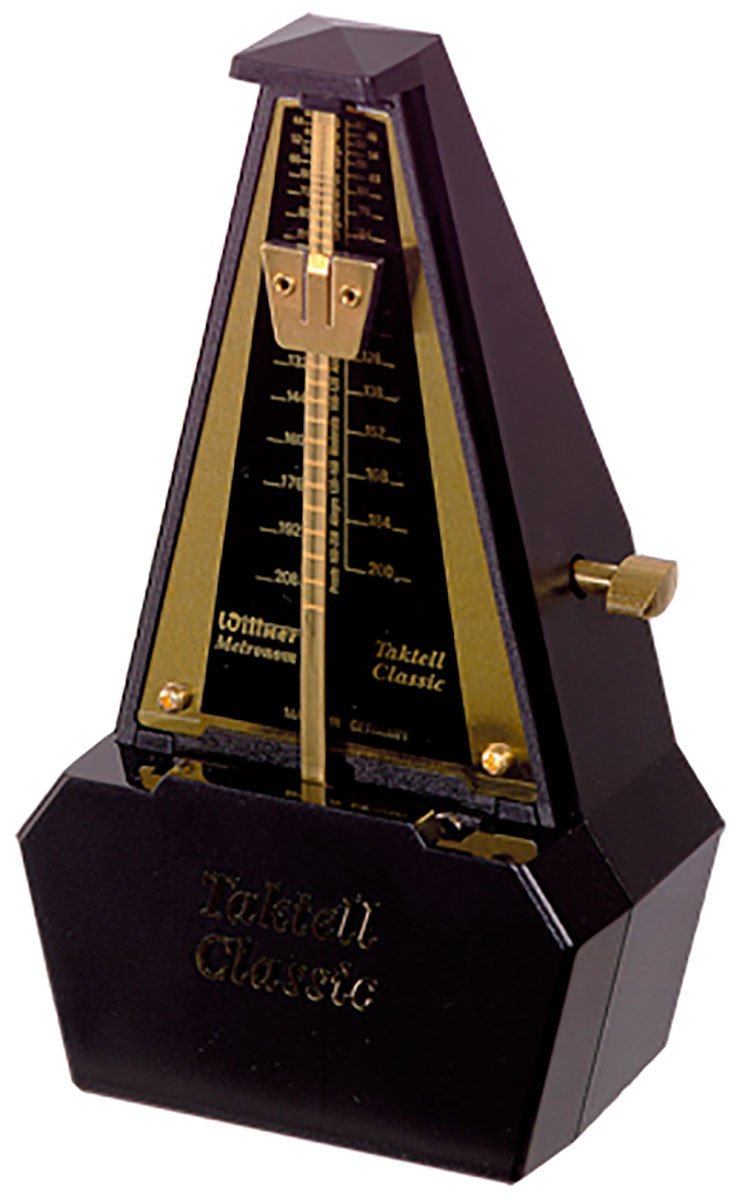 Wittner Metronome Taktell Classic Series 829, Plastic casing, Without bell, Black/gold plated, Mechanically wound