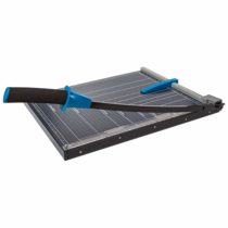 Genie GM Paper Lever Cutter (Suitable for Formats up to DIN, for Materials Such as Paper, Photos, Craft Cardboard etc, High-Quality Metal Worktop) Black/Blue for formats up to A3
