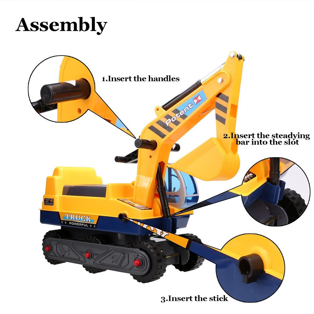 deAO Ride On Excavator Digger 2 in1 for Toddlers Pedal Free Vehicle