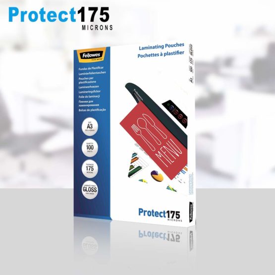 Fellowes Protect A3 175 Micron Glossy Laminating Pouches (Pack of 100), 5308803 - Image 2