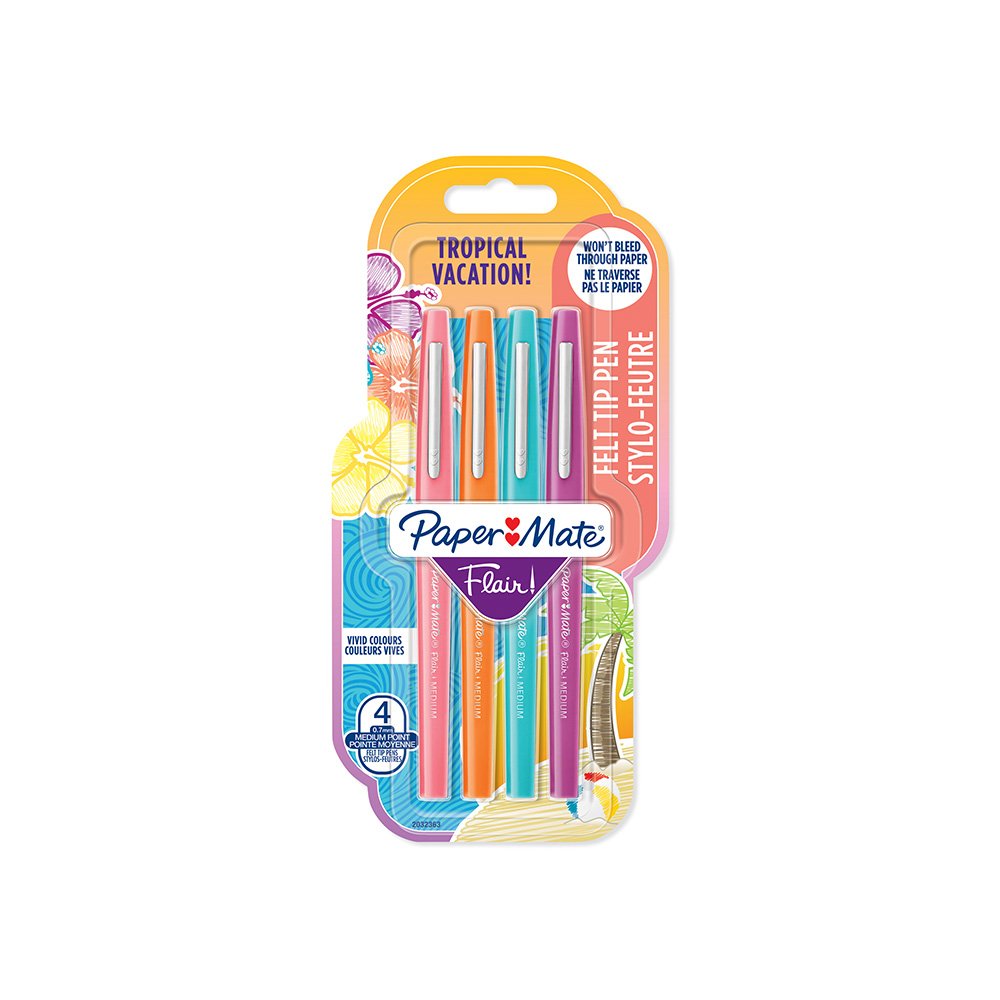 Paper Mate Flair Felt Tip Pens, tropical, 1 count (Pack of 4)