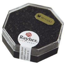 Rayher Delica-Rocailles, 2,2 mm, metallic mat, black, miscellaneous, 0.45 x 0.45 x 0.15 cm
