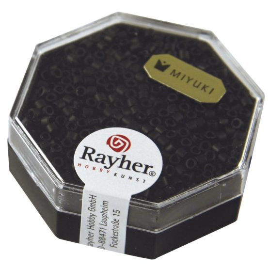 Rayher Delica-Rocailles, 2,2 mm, metallic mat, black, miscellaneous, 0.45 x 0.45 x 0.15 cm