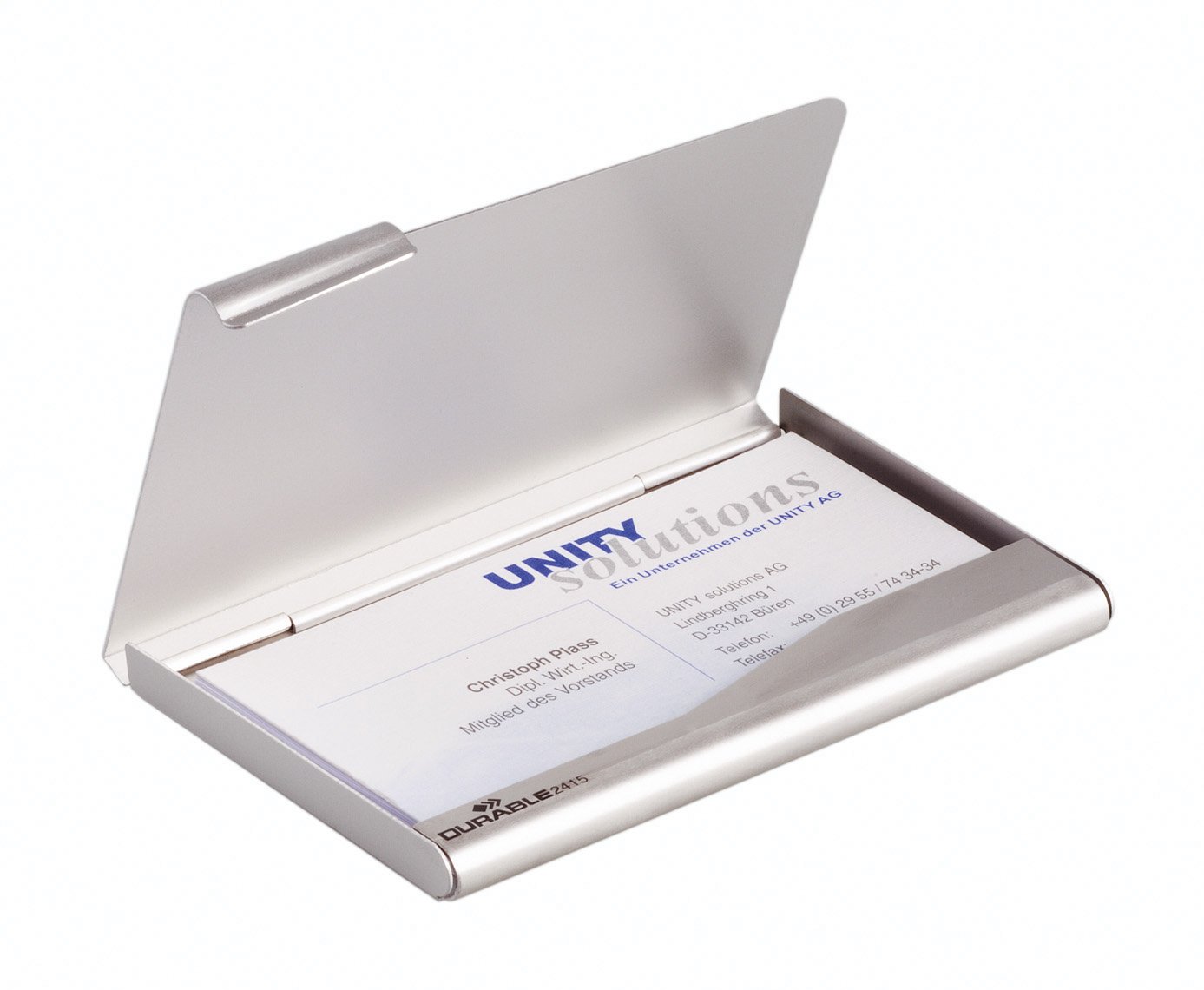 Durable 2415/23 Aluminium Business Card Box/Holder/Case - Silver, 90 x 55 mm - Image 4