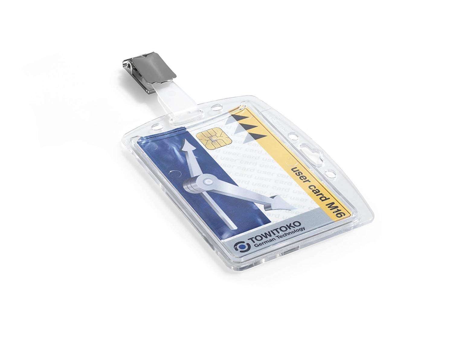 Durable Acrylic Security Pass Holder 54 x 86 mm with Clip Transparent, For 1 card - Image 3